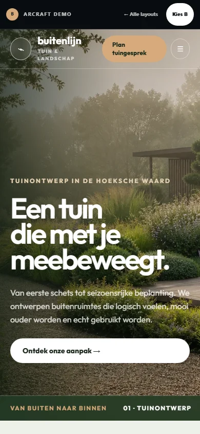 Mobiele weergave van demo B, Buitenlijn