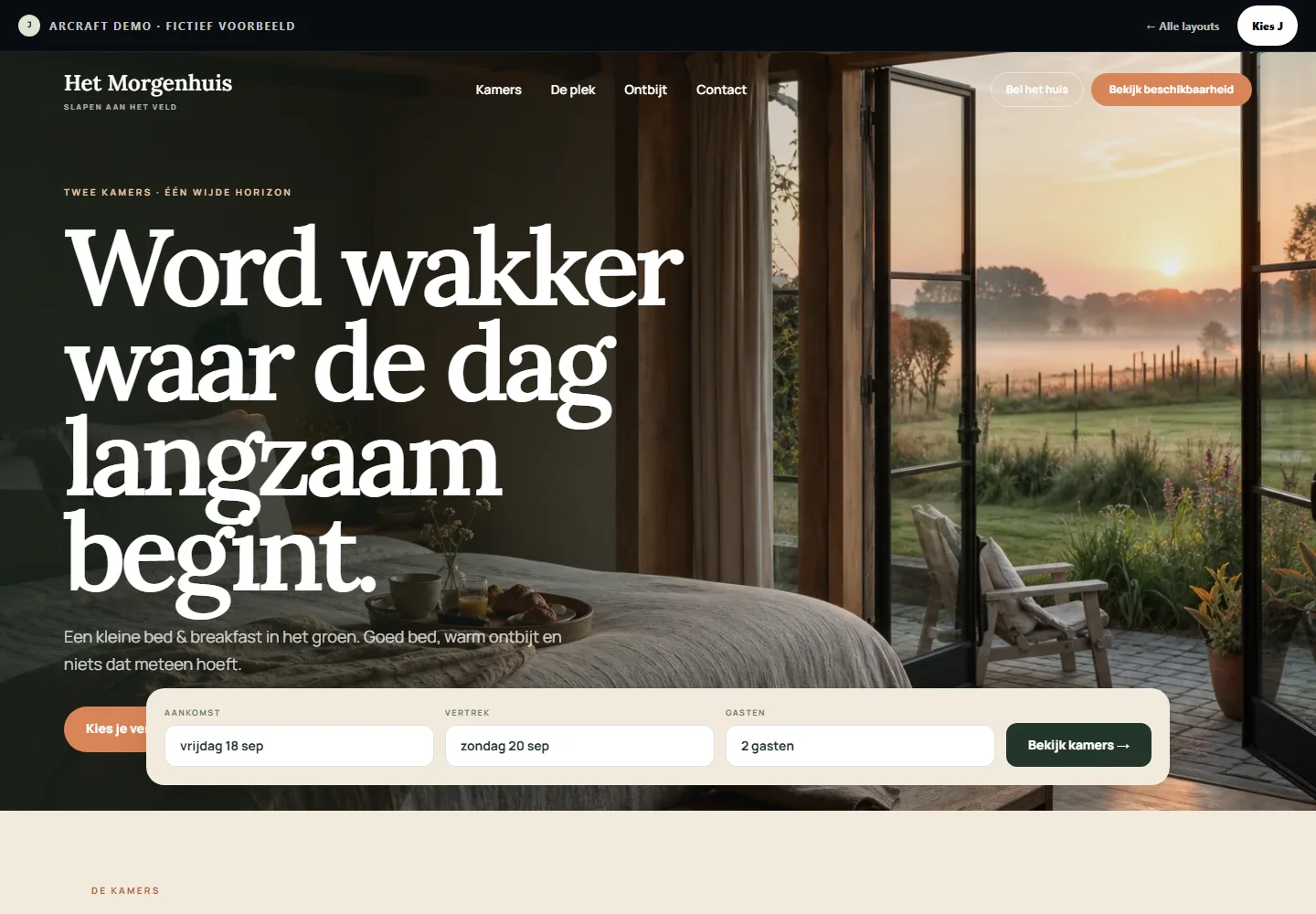 Desktopweergave van demo J, Het Morgenhuis