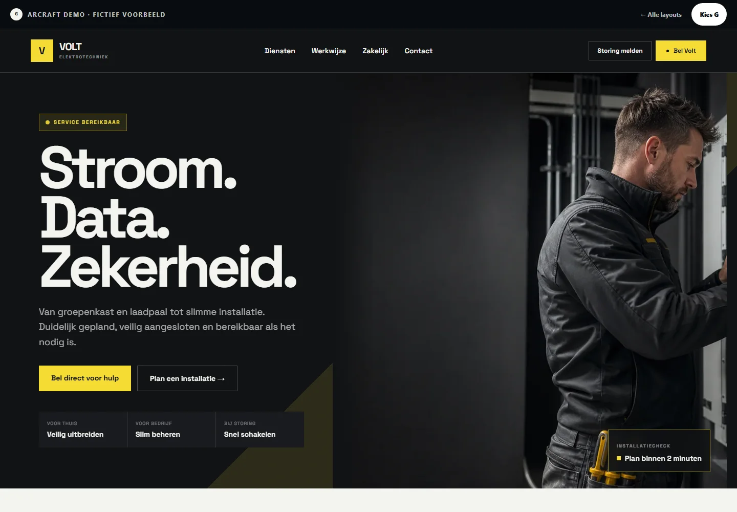 Desktopweergave van demo G, Volt