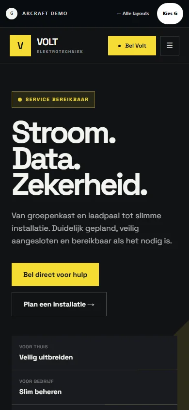 Mobiele weergave van demo G, Volt